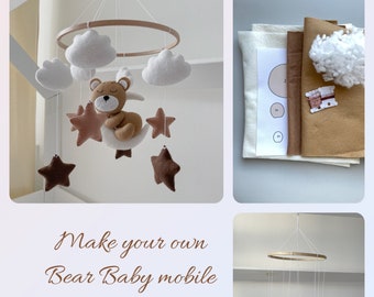 Make your own baby mobile craft kit diy mobile kit do it yourself  bear nursery decor baby mobile woodland nursery baby bear nursery decor