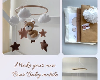 Make your own baby mobile craft kit diy mobile kit do it yourself bear nursery decor baby mobile woodland nursery baby bear nursery decor