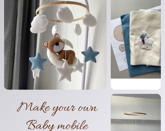 Maak je eigen Baby mobiele kinderkamer decor Beer ornament vilt mobiel patroon Craft Supplies Tools DIY baby mobiele diy kit baby kamer decor