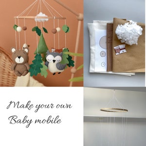 Machen Sie Ihr eigenes Wald-Baby-Mobile, handgefertigtes DIY-Set, Krippen-Mobile, Kinderzimmer-Dekoration, Filz-Set, Babyparty-Geschenk, Bär, Plüsch, Fuchs, Baby-Ornament-Muster