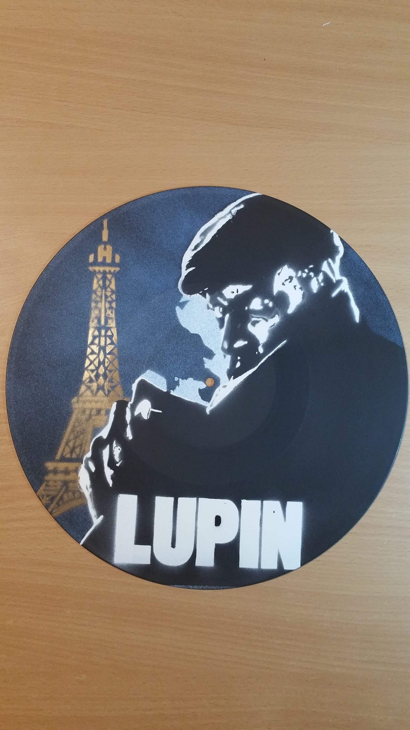 Serie Lupin - Omar Sy Peinture sur Vinyle 33 Tours Spray Vinyl Record Art