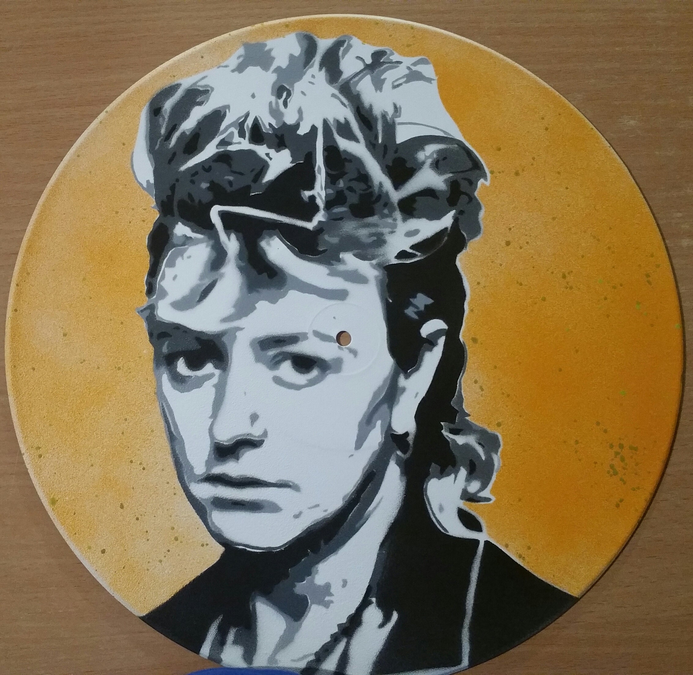 Brian Setzer Période Stray Cats - Peinture sur Vinyle 33 Tours Spray Vinyl Record Art