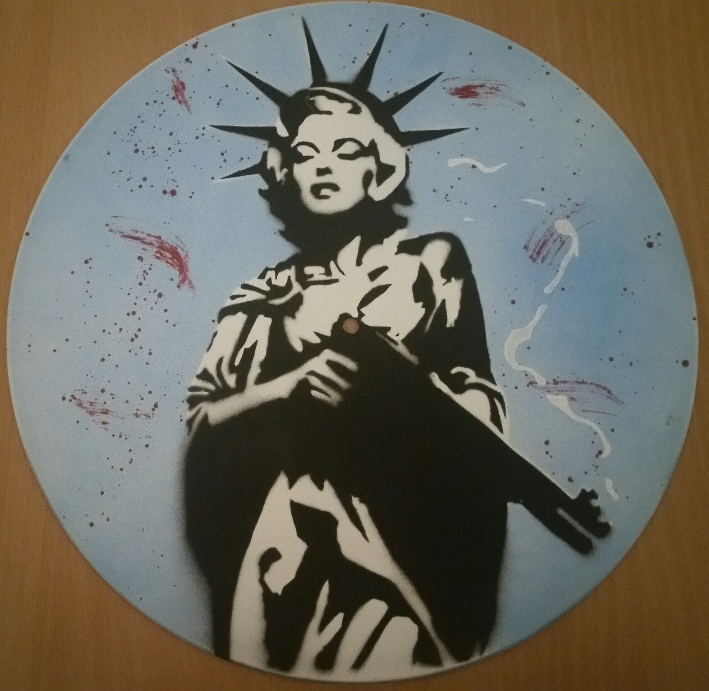 Marilyn Monroe Se Fache - Peinture sur Vinyle 33 Tours Spray Vinyl Record Art