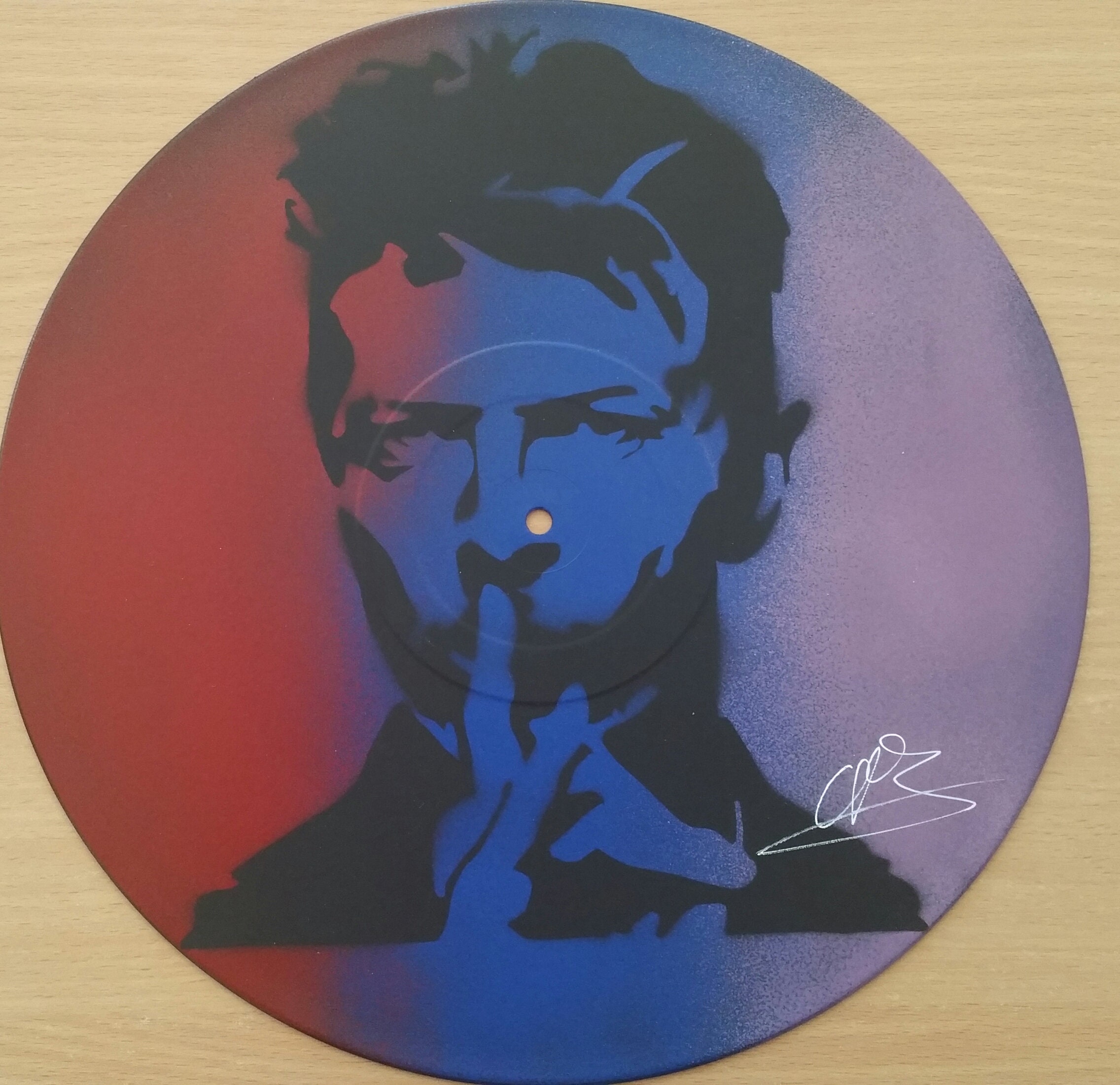 David Bowie - Peinture sur Vinyle 33 Tours Spray Vinyl Record Art