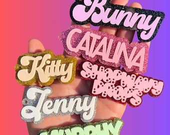 Custom Glitter Acrylic Name Keychain, Bag Charm