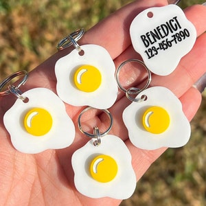 Acrylic Egg Pet Tag, Custom Egg Tag, Egg Pet ID, Fried Egg ID Tag