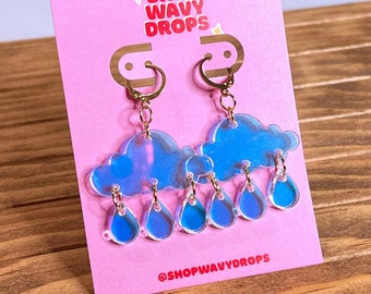 Iridescent Rain Cloud Acrylic Earrings