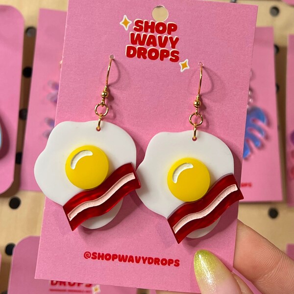 Bacon and Egg Breakfast Acrylic Earrings