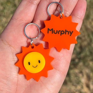 Sunny Acrylic Personalized Dog, Cat, Pet ID Tag, Sun Pet Tag