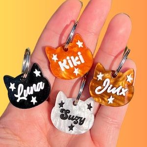 Starry Kitty Acrylic Pet ID Tag, Custom Cat Tag