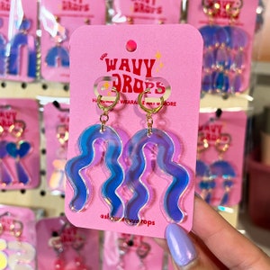 Squiggle Arch Rainbow Iridescent Acrylic Earrings