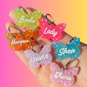 Butterfly Pet ID Tag, Personalized Butterfly Dog Tag