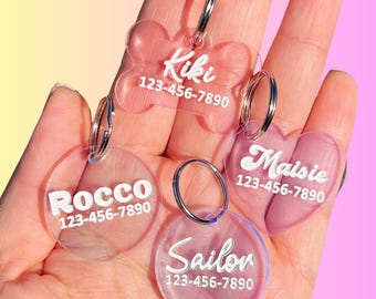 Minimalist Pastel Acrylic Pet Tag, Personalized Dog ID