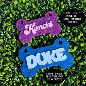 Glitter Crate Name Plate, Personalized Kennel Name Plate, Custom Dog ...