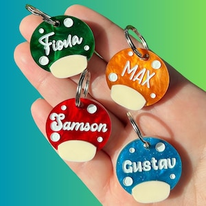 Mushroom Pet ID Tag, Personalized Mushroom Dog Tag