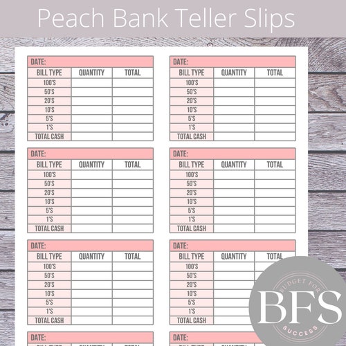 PRINTABLE Cash Breakdown Slip Bank Teller Slip Etsy