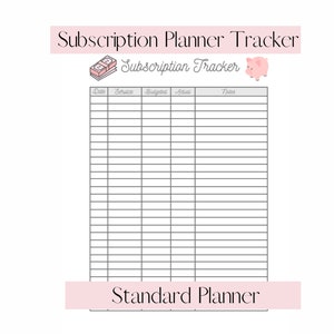 Printable Subscription Planner Tracker - Instant Download Budgeting Tracker for Bullet Journal | Gift for Mom, Daughter, Sister, or Friend