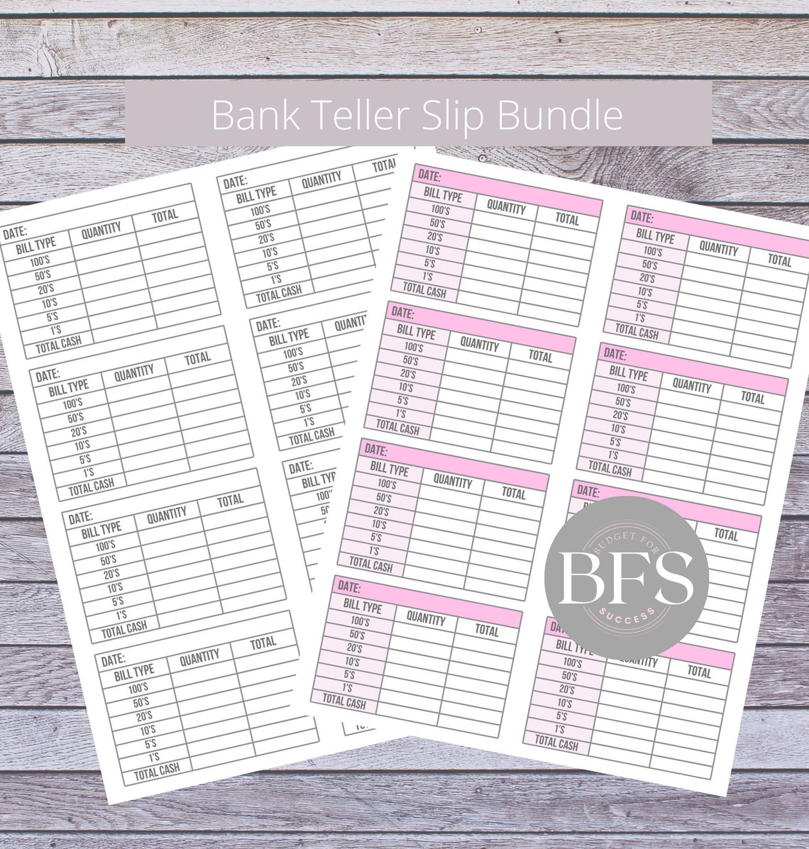 Printable Bank Teller Slips Bundle Teller Slips Bank Slips Cash ...