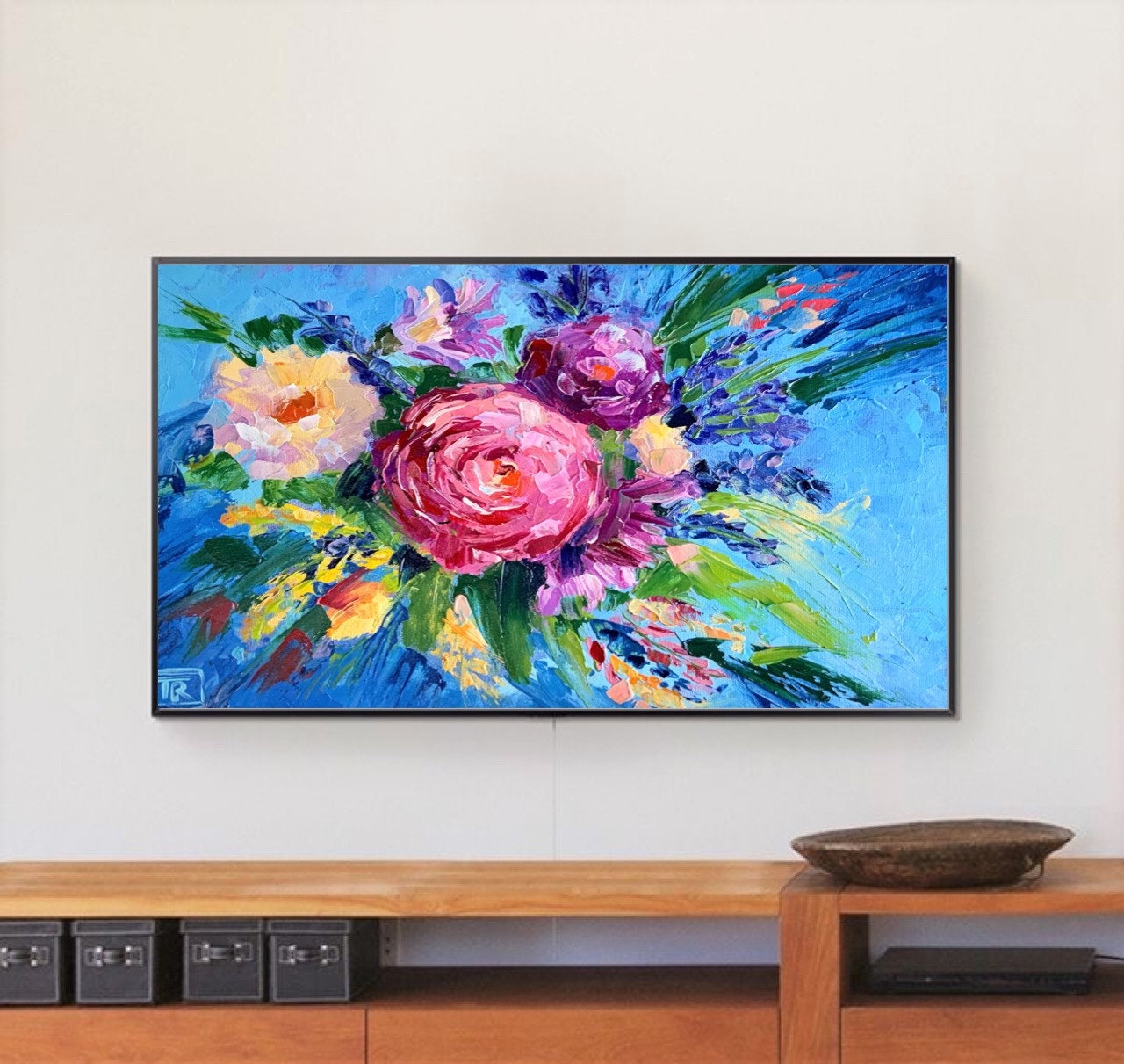 Samsung frame tv art Flowers abstract Painting 4k Modern | Etsy