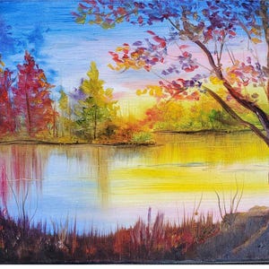 Sereen origineel olieverfschilderij op canvas van 9 x 12 inch, cadeau-ideeën