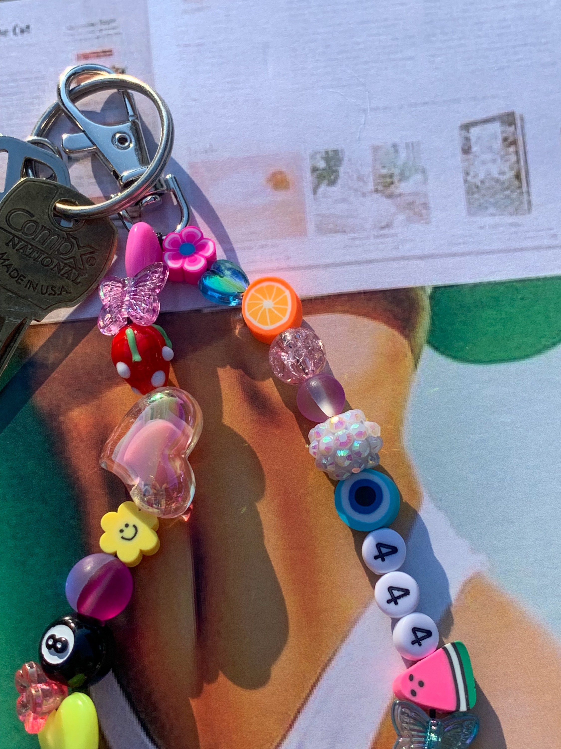 beads♡key chain Beaded Keychain | 90s Beaded Keychain| Y2K Aesthetic