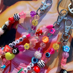 Beaded Keychain | 90s Beaded Keychain| Y2K aesthetic | Custom Beaded Keychain Lanyard | Custom Keychain | Trendy Tik Tok Wristlet Key Holder