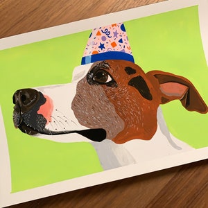Custom Commissioned Pet Portrait (Single) - Hand-Painted Gouache Illustration