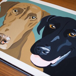 Custom Commissioned Pet Portrait (Double) - Hand-Painted Gouache Illustration