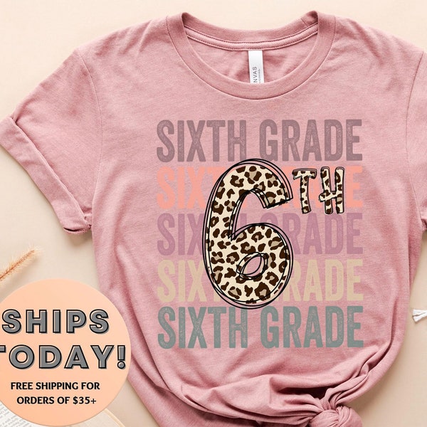 Retro Sixth Grade Teacher Shirt, 6th Grade Teacher, Sixth Grade Teacher TShirt, leopard 6th Grade Shirt, Sixth Grade T-Shirt, 6th Grade Team