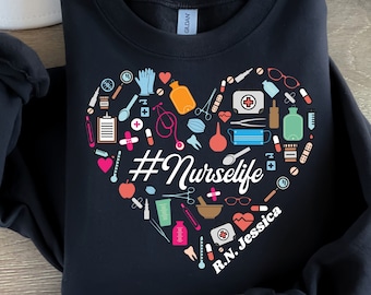 Personalized Nurse Heart Shirt, Nursing Shirt, Gift For Nurse, Nurse Gift, Nurse Life Shirt, Registered Nurse Shirts, RN Shirts, Nurse Week,