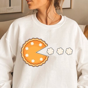 Thanksgiving Sweatshirt,Thanksgiving Pie Sweatshirt,Pie Pacman Sweatshirt,Thanksgiving Dinner Outfit,Funny Thanksgiving Sweater,Funny Pie