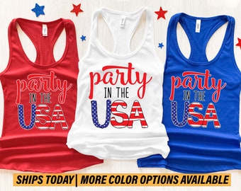 Party in the USA Tank Top, 4th of July Tank Top, Cute Fourth of July Shirt, Womens Muscle Tank Top, Memorial Day Tank, Summer Tank Top