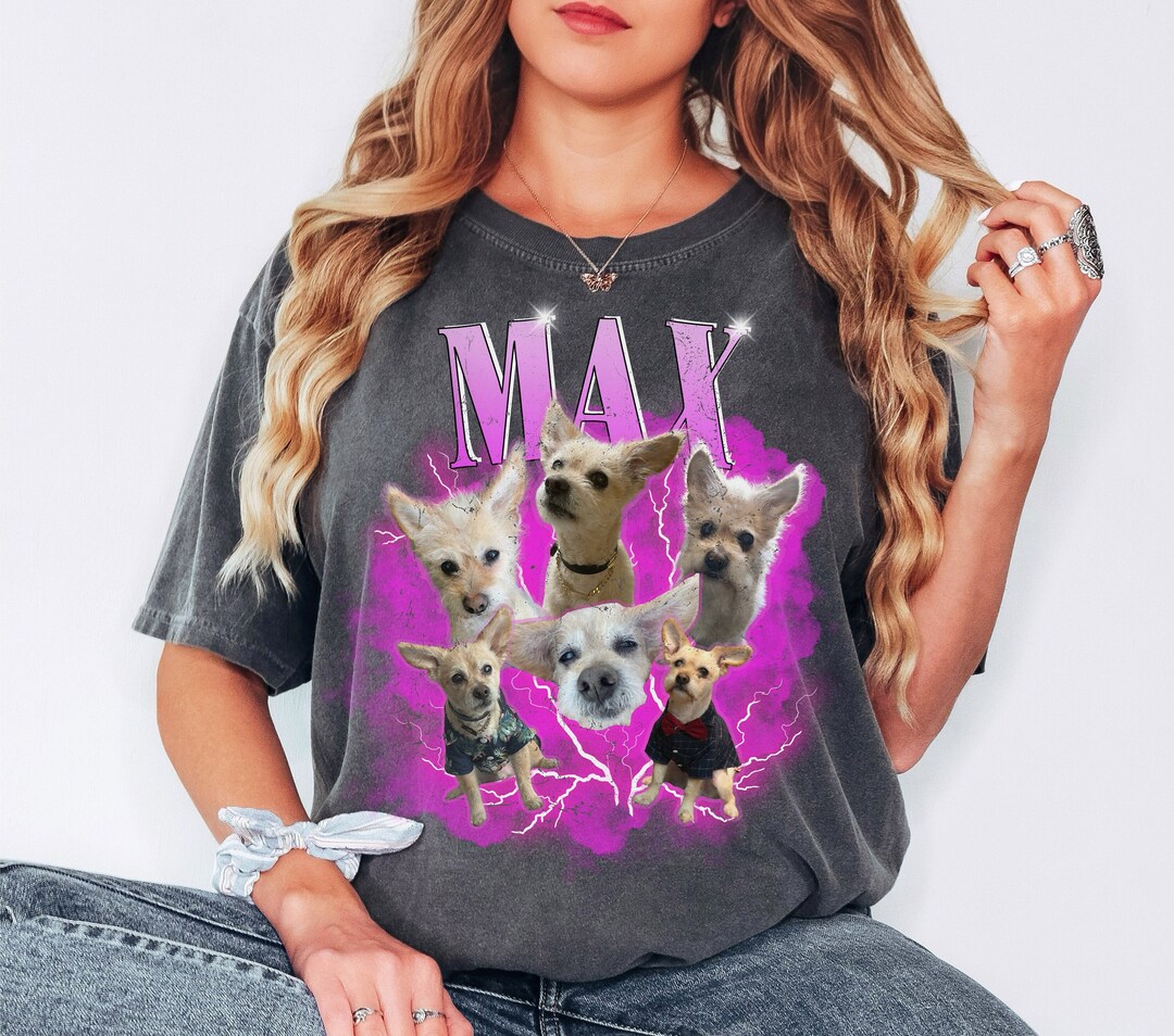 Custom Pet Vntage Shrt, Custom Cat Shrt, Dog Personalze Retro 90s Tee, Custom Dog Shrt