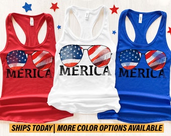 Merica Sunglasses Tank Top, Merica Tank Top, 4th of July Tank Top, 4th of July Shirt, Independence Day Tank Top, Patriotic Tank Top