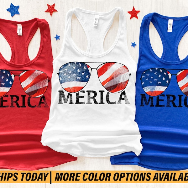 Merica Sunglasses Tank Top, Merica Tank Top, 4th of July Tank Top, 4th of July Shirt, Independence Day Tank Top, Patriotic Tank Top