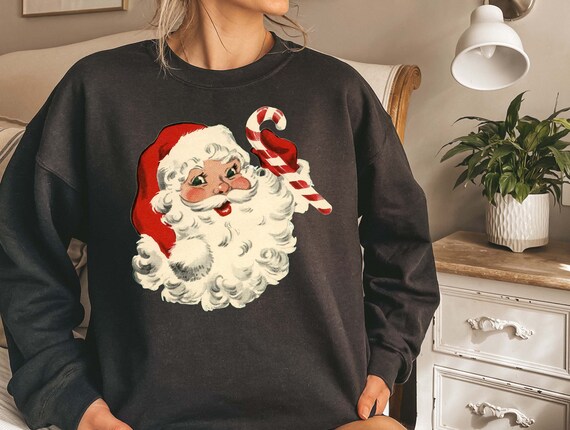 Sweat shirt de Noel vintage du Pere Noel Pull de Noel de style retro Chemise de Noel vintage Pull de Noel Cadeau de Noel pour elle Etsy Canada