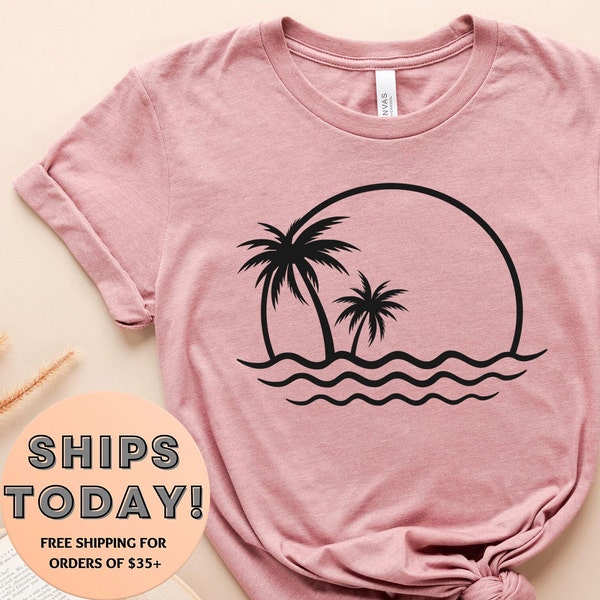 Tropical Island Shirt, Palm Trees On The Beach, Palm Tree Shirt, Tropical Beach Palm Tree Shirt, Summer Vacation Shirt, Beach Vibes Shirt
