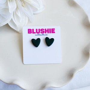 Simple Matte Black Heart Stud Earrings | Minimalist Earrings | Simple Basic Everyday Earrings