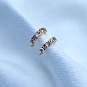 Cubic Zirconia Huggie Hoop Earrings | 18k Gold Plated Huggie Earrings | Hoop Earrings | Cute Earrings | Everyday Earrings | Dainty Earrings