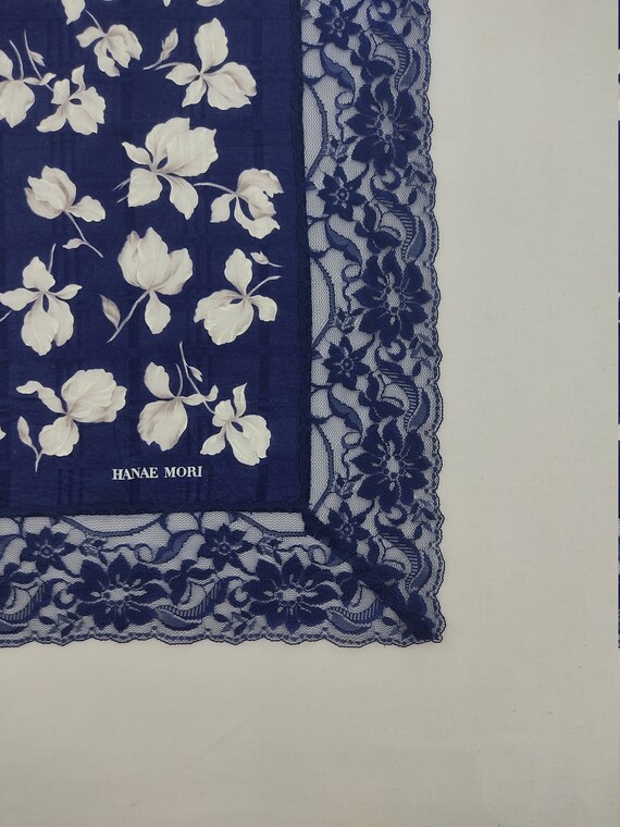 Vintage Hanae Mori Handkerchief, 90s Floral Butte… - image 3
