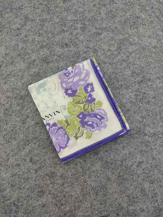 Vintage Lanvin Handkerchief - 90s Floral Tartan N… - image 4