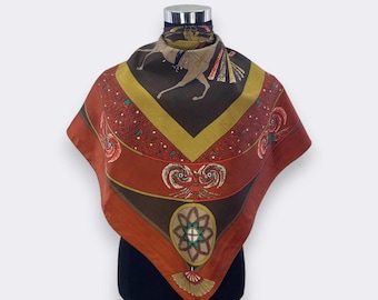 Vintage Silk Scarf, Designer Luxury Square Scarf, Elegant Accessory, Perfect Mother's Day Gift Fashion Statement
