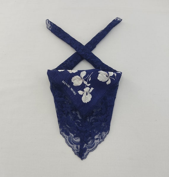 Vintage Hanae Mori Handkerchief, 90s Floral Butte… - image 1
