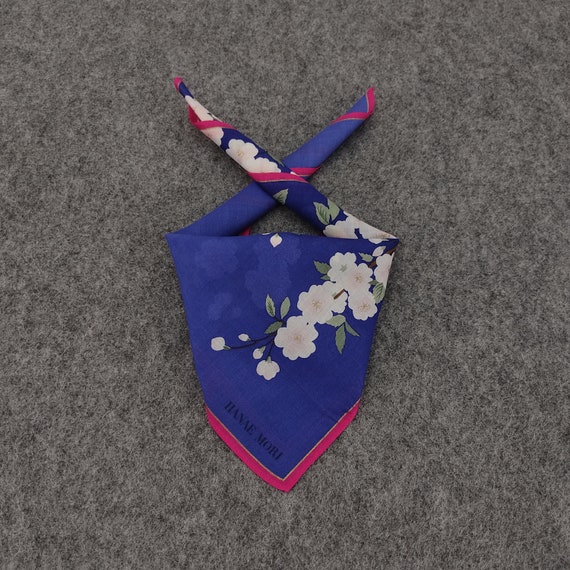 Vintage Hanae Mori Handkerchief, 90s Floral Butte… - image 1