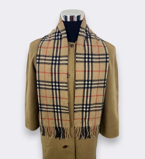 バーバリー マフラー 英国製 ノバチェック ベージュ 90年代 美品 カシミヤ ヴィンテージバーバリースカーフ - 90年代ノバチェックカシミヤ
