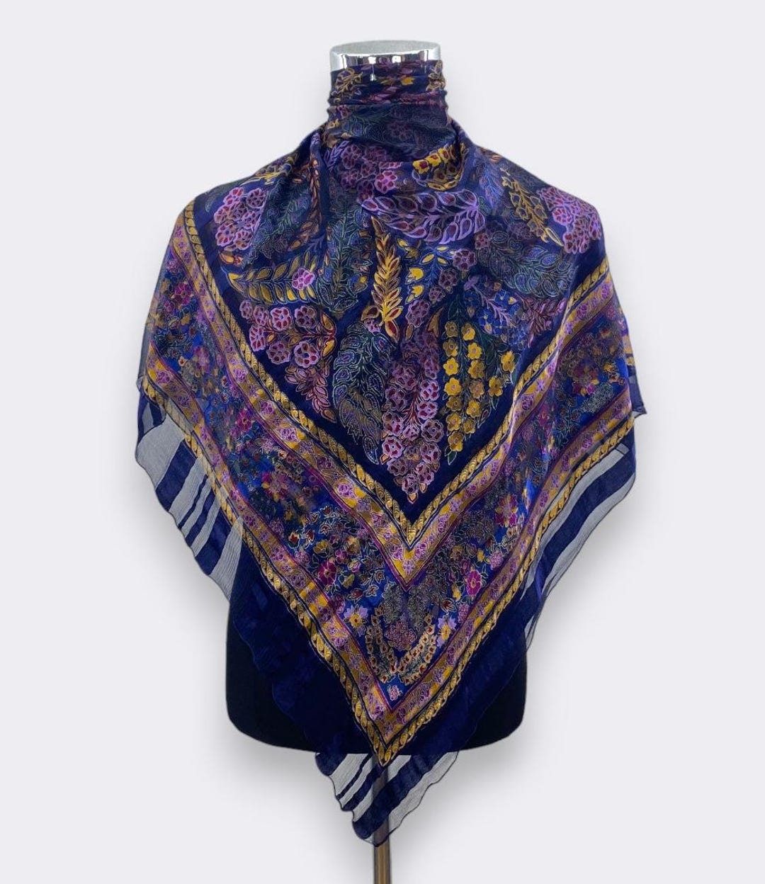 Vintage 90s Paisley Silk Scarf: Floral Neck Scarf - Etsy
