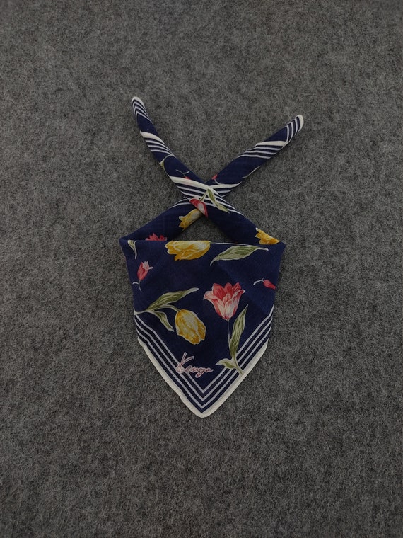 Authentic Kenzo Handkerchief, 1990s Floral Print,… - image 1