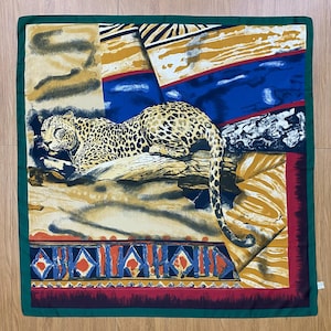 Vintage 90s Marcogalo Shawl, Scarf, Square Scarf, Neck Scarf, Bandana, Ideal Gift, Polyster, Art, Leopard
