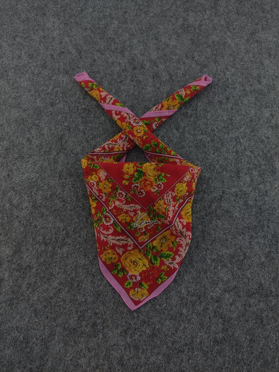 Authentic Kenzo Handkerchief, 1990s Floral Print,… - image 1