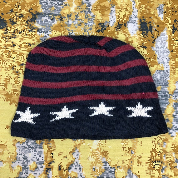 Vintage Stripe Retro Style Vintage Beanie Hat War… - image 1